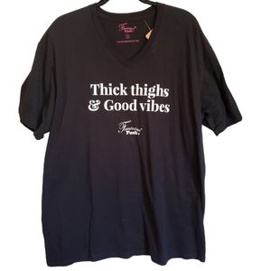 Feminine Funk Womens Black Grapic Tee "Thick Thighs&Good Vibes" EUC Size 2X